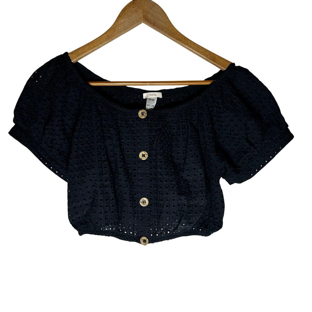 Eberjey Black Eyelet Cropped Top sz S